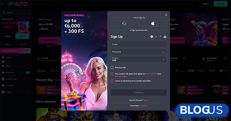 Registratieformulier invullen bij een 5 euro deposit casino zonder CRUKS