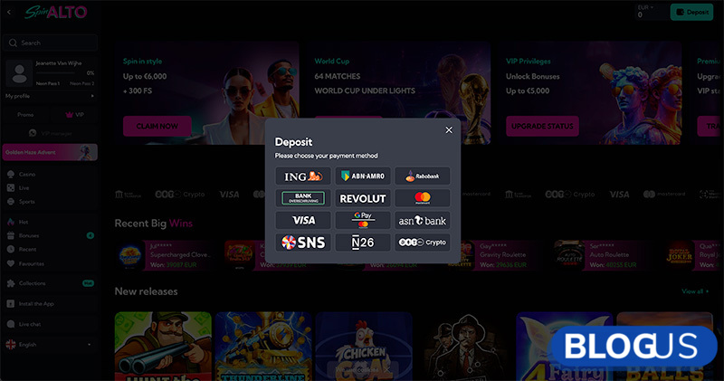Eerste storting van €5 doen via iDEAL of e-wallet bij buitenlands casino